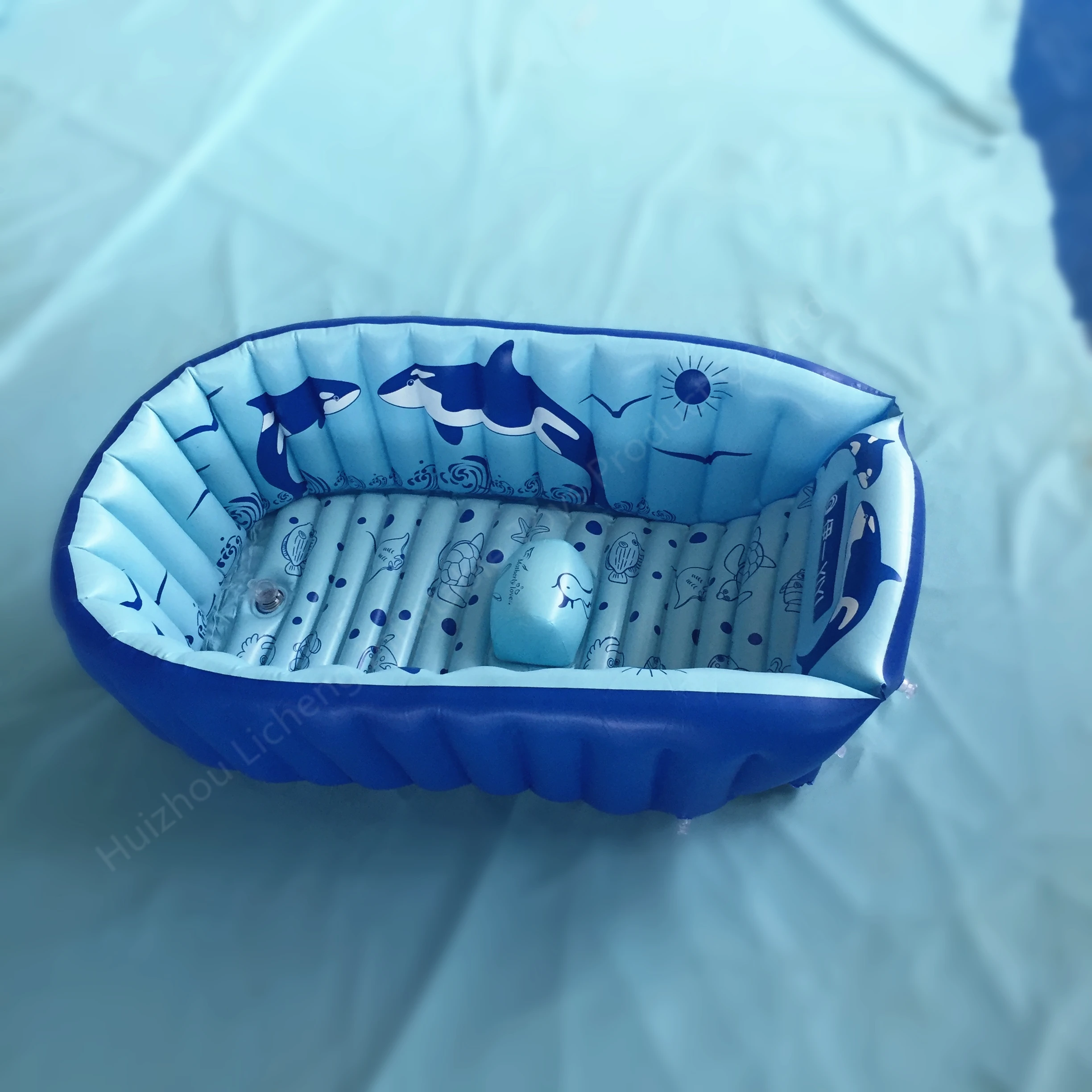 LC Small Inflatable Baby Bathtub Portable Air Swimming Pool Kid Infant Toddler Thick Foldable Shower Basin with Soft Cushion