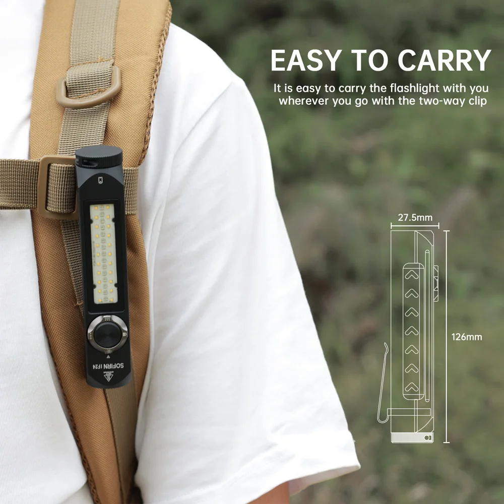 Multi-Purpose COB High Lumen 2000lm Rechargeable Flashlight IP56 Waterproof Magnetic Portable Clip