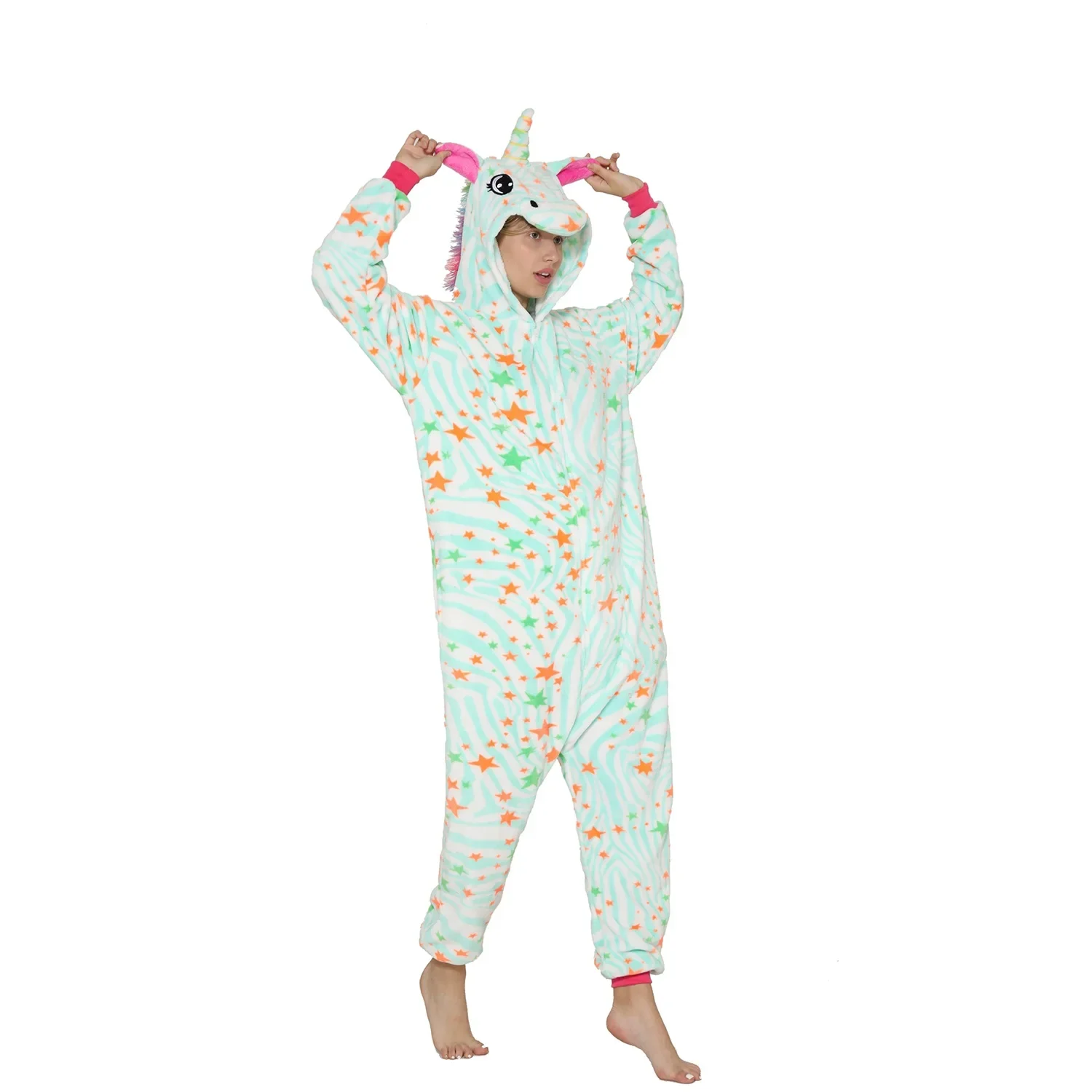 Flannel Unicorn Pajamas One-piece Pajamas Cartoon Animal Onesie Party Cosplay Pyjama  Animal Costume Pajamas