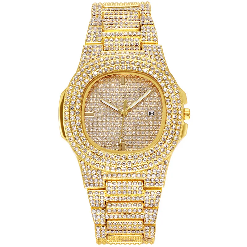 Gold watch Star Diamond inlaid watch Quartz watch Calendar Quartz  37mm gold platinum
