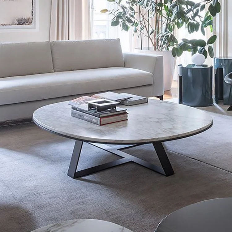 Modern luxury living room furniture simple Nordic design gold chrome Sofa center marble top coffee table