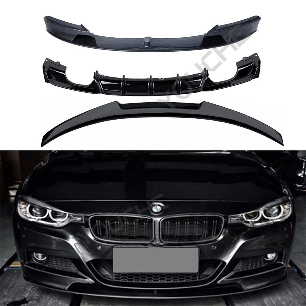 Комплект для бампера M-Tech F30 из трех предметов передний бампер задний диффузор спойлер полипропилена черный глянец 325I