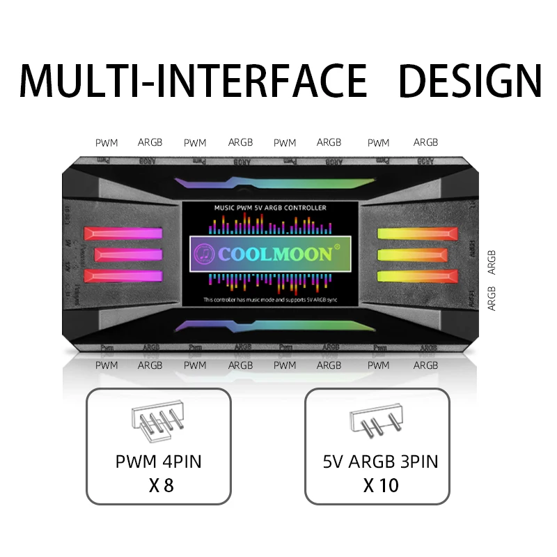 COOLMOON New Trend Gaming Computer Music Rhythm ARGB Controller PC Accessories Remote Control Case Support PWM 5V 3PIN  Fan Hub