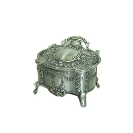 Pewter Color Drum Metal Trinket Box