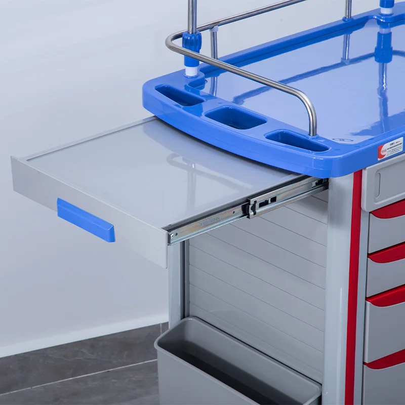 China factory best sell High Quality Medical ABS Emergency Trolley Mobile Crash Cart Anesthesia Trolley For Hospital Use