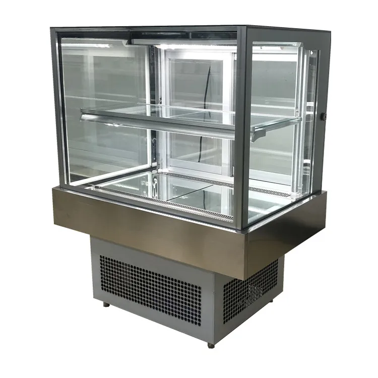 New design luxury Square Glass Cake Showcase display freezer