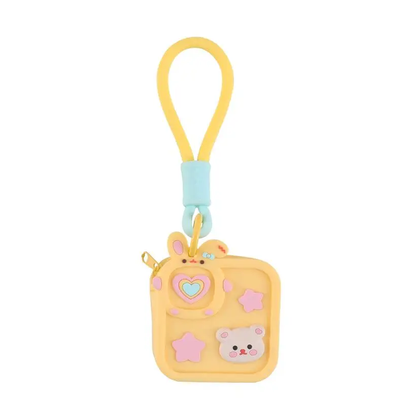 Mini Silicone Coin Purse and Keychain Storage: Cute Cartoon Bluetooth Earphone Case for Girls