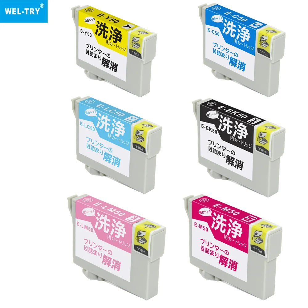 WEL-TRY ICBK50 ICC50 ICM50 ICY50 ICLC50 ICLM50 Premium Color Compatible InkJet Ink Cartridge for Epson EP-301/302/320/702A/703A