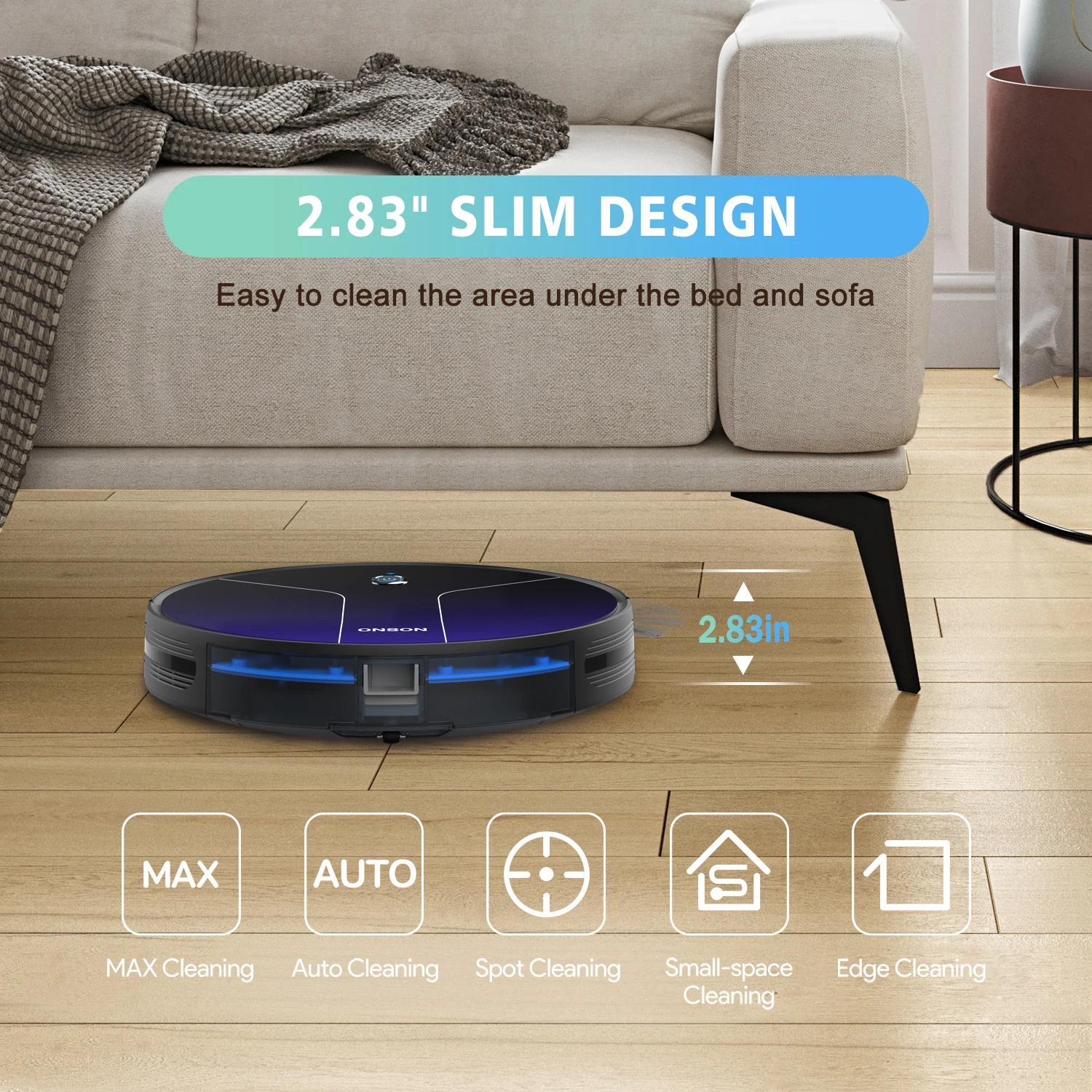 ONSON 2100Pa Wifi Tuya APP Amazon Alexa Google Home Compatible Robot Vacuum Cleaner
