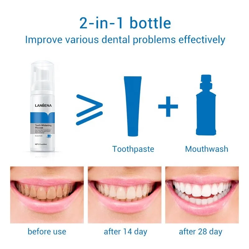 LANBENA Whitening Cleaning Bleaching Remove Stain Freshing Breath Repairing Oral Teeth Mousse For Tooth Oral Hygiene Toothpaste