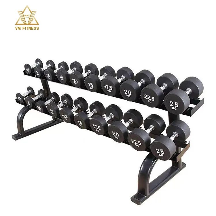 V-М фитнес 3-ярусная стойка для гантелей, оборудование для тренажерного зала, стойка для гантелей, полный комплект, 2-ярусная стойка для гантелей