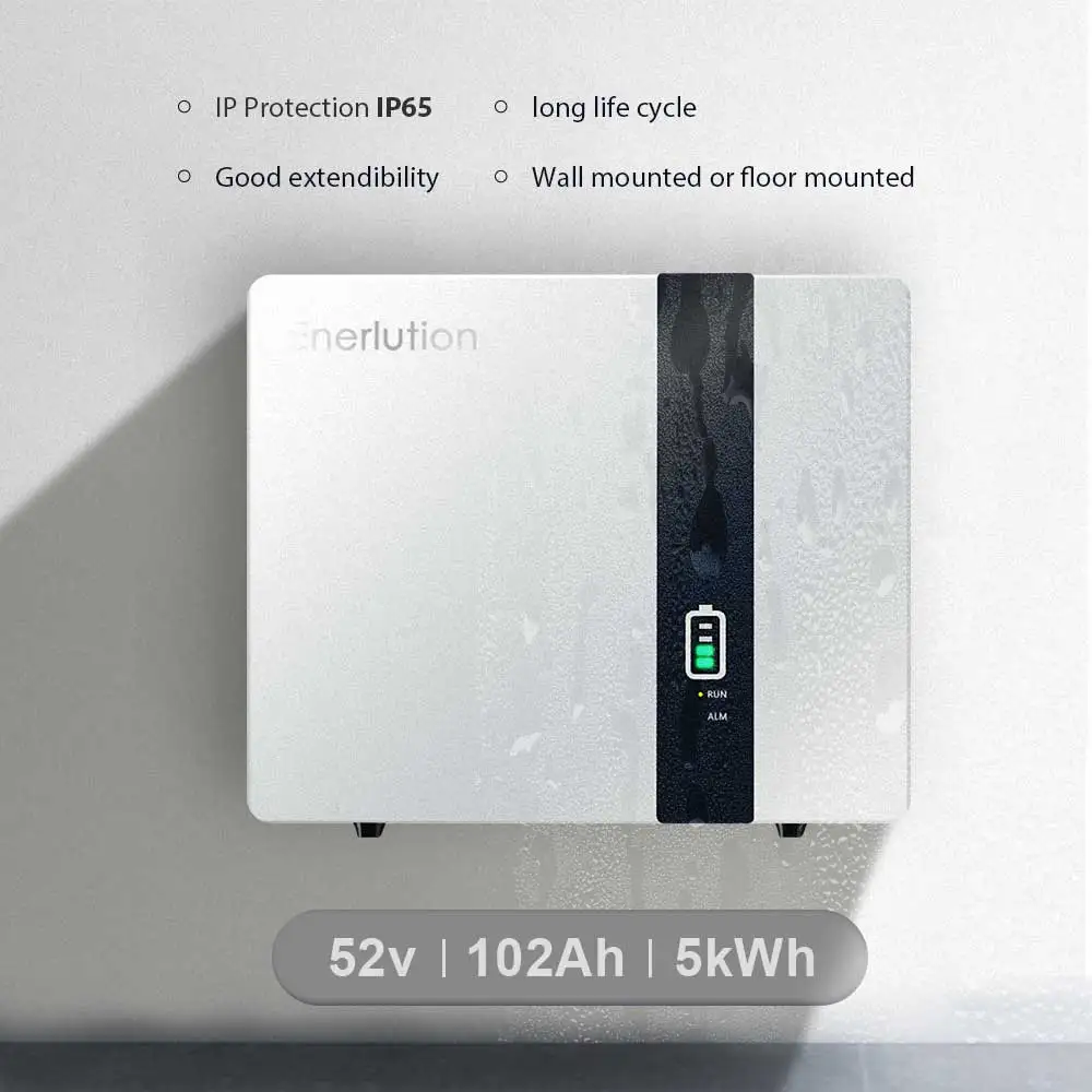 Lifepo4 phosphate iron lithium battery pack wall mounted 48V 100Ah 5000W Pv battery home energy storage battery
