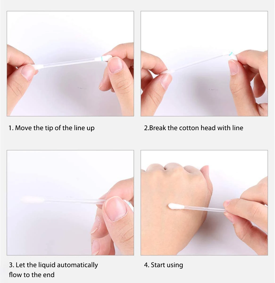 Plastic Stick Alcohol Filled Iodophor Ear Clean Cotton Swab Bud With Single Packing