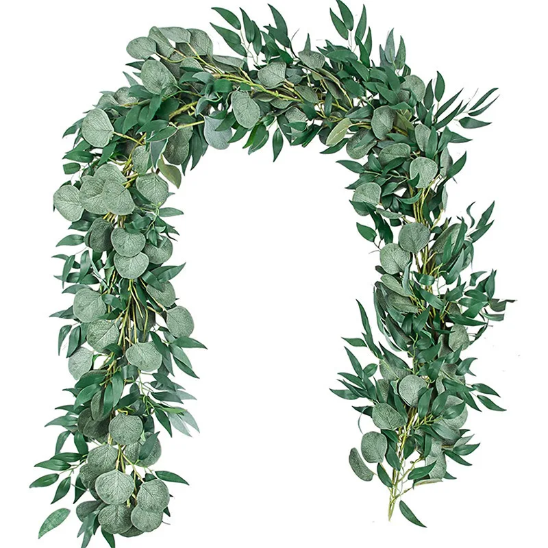 wholesale eucalyptus wreath 2m false green vine wedding decoration artificial hanging vines with Willow