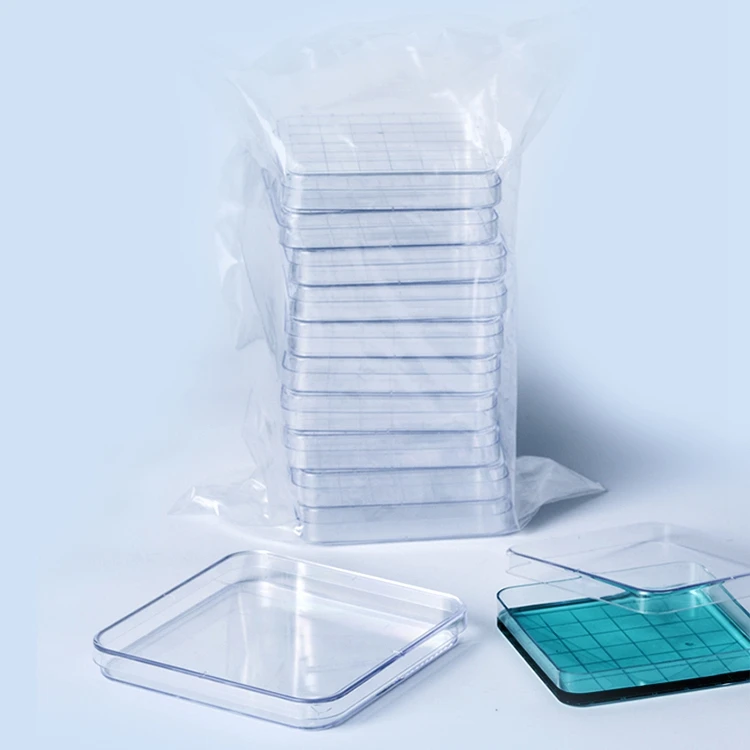 Lab Use Square Plastic Culture Dish Sterile Disposable Petri Dish