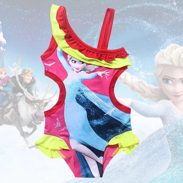 
Wholesale Cute Fashion Little Girls Baby Kids Anime Cartoon Printed Ruffle Swimsuits One Piece Swimwear For Children 