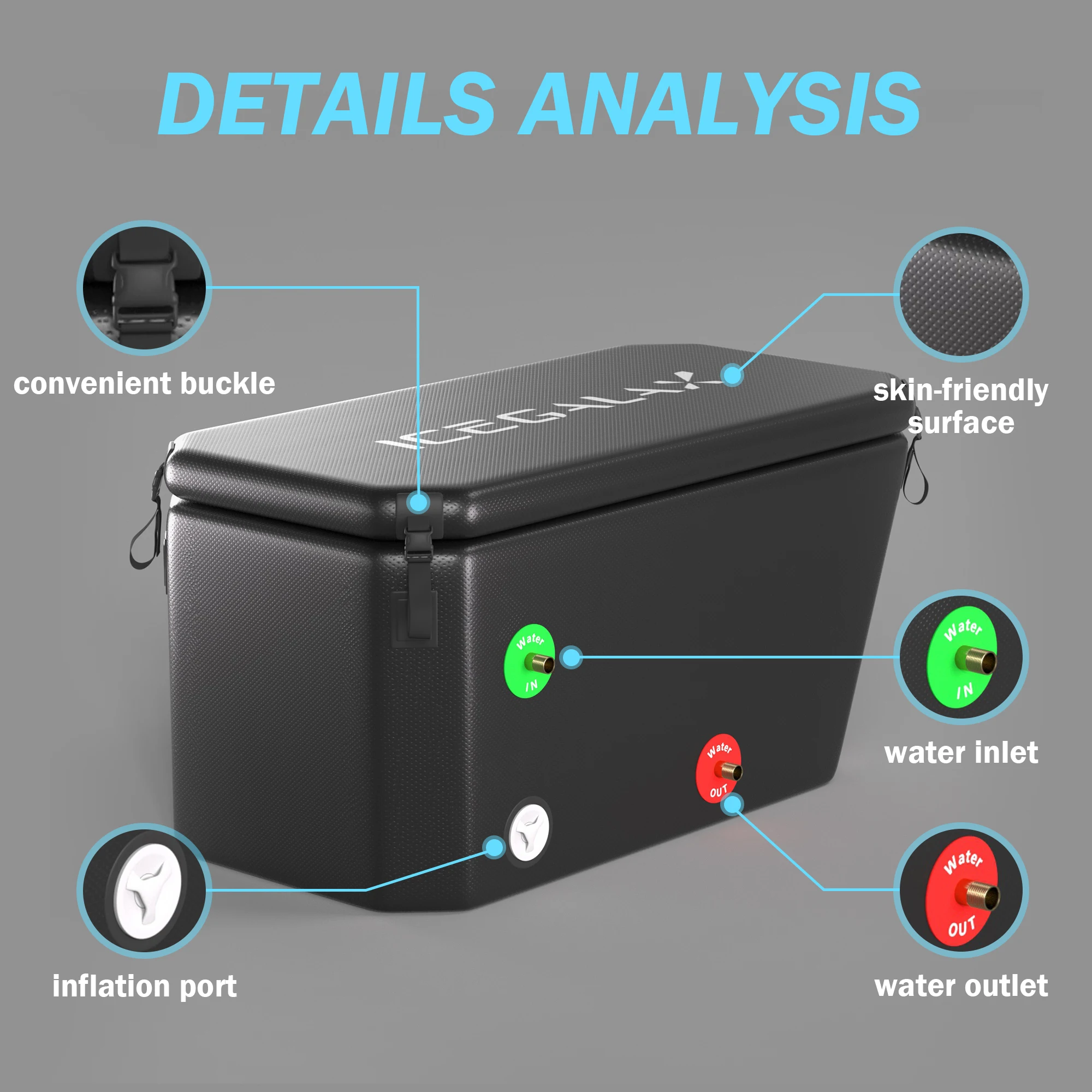 ICEGALAX Angled Ice Bath Tub Portable PVC Cold Plunge Tubs Inflatable Ice Bathtubs for Cryotherapy Athletes Recovery
