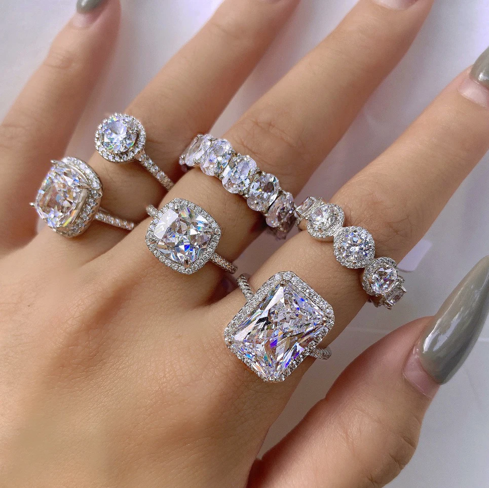 Dylam минималистичный Нет MOQ штабелируемые кубические циркониевые ювелирные изделия из стерлингового серебра шикарные свадебные кольца женские ювелирные изделия бриллиантовое кольцо