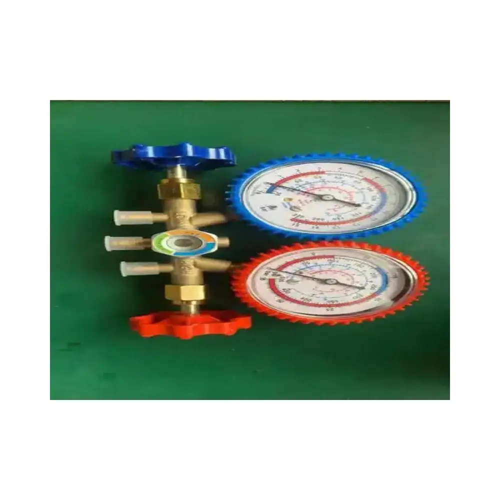 AC Aluminum Refrigeration Fits R410 R134A R12 R22 Refrigerants Machine Pressure Gauge Manifold Gauge
