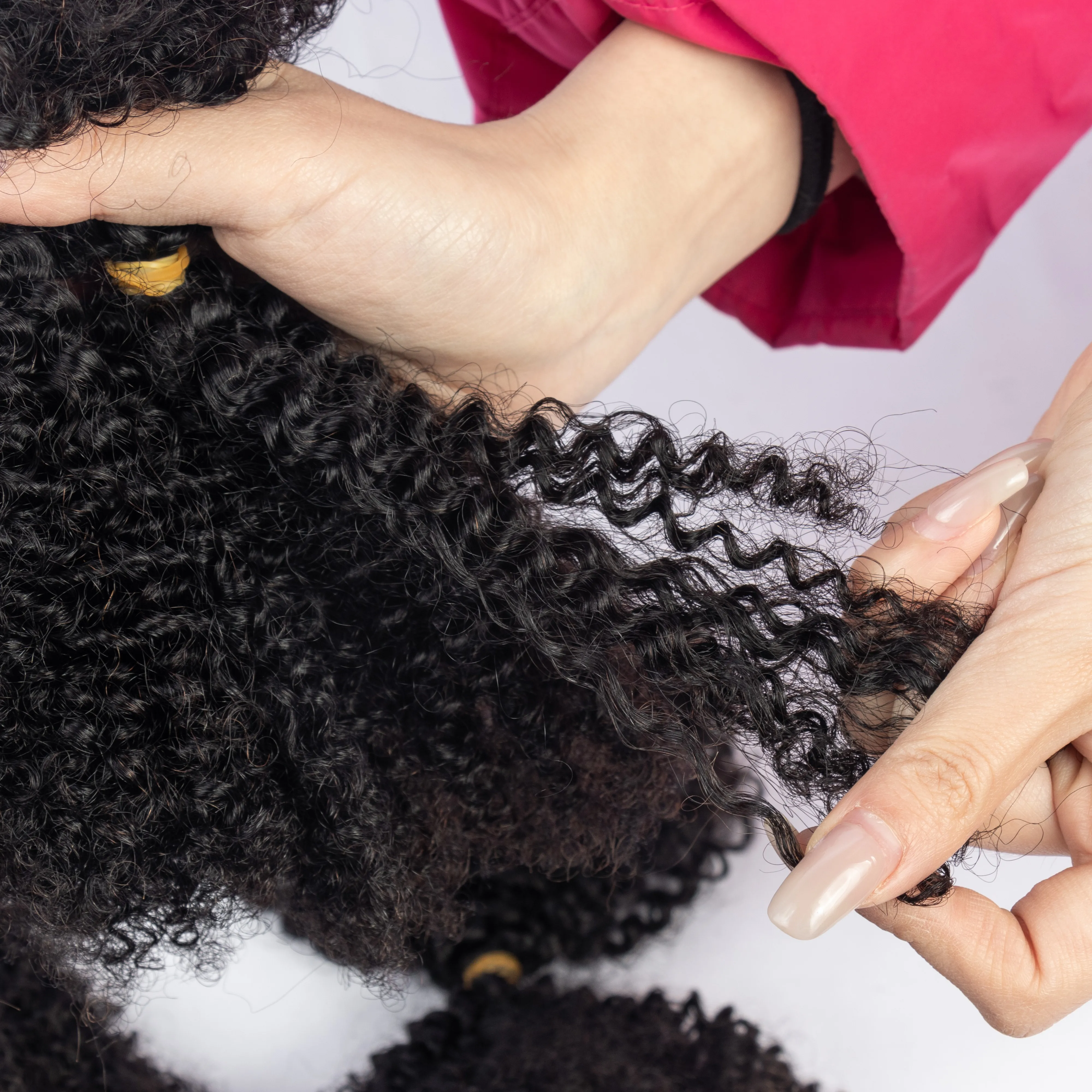Afro curly Bulk Double Drawn Afro Kinky Bulk Human Hair for Braiding and Twist 4B4C Braiding Hair Extensions