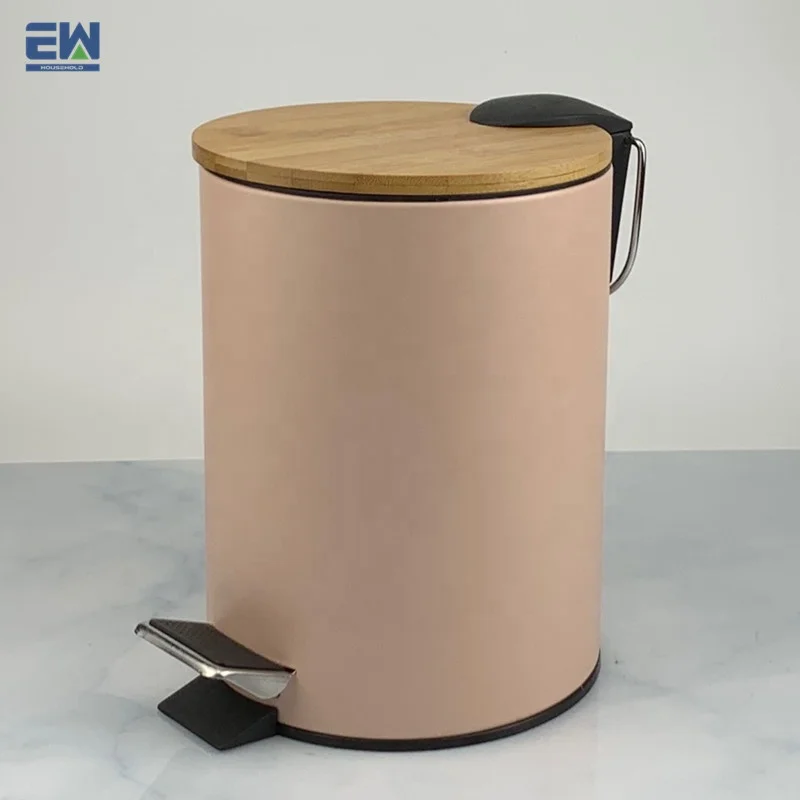 Набор для чистки ванной комнаты с трубкой туалетной щетки и педалью металлический мусорный бак из нержавеющей стали бамбуковой крышки стальной контейнер хранения