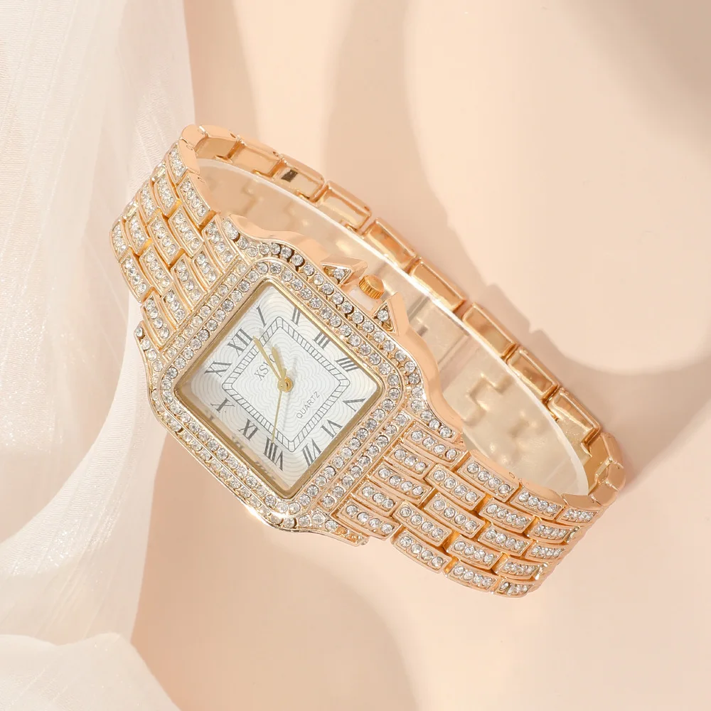 2024 the Latest Fashion Temperament Diamond Personality Quartz Watch Set for Ladies 5pcs/set