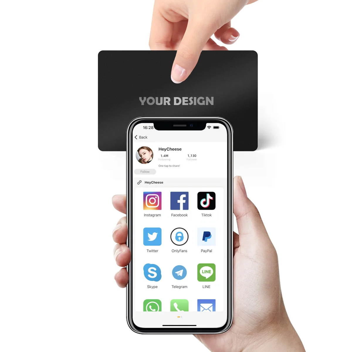 Business Card NFC Hybrid Metal Card with free Heycheese app social media
