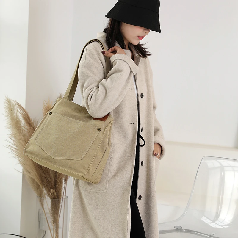 New Fashion Attractive Canvas Tote Bag Women Simple Handbag Shoulder Leisure Large Capacity Bags Canvas Tote Bag