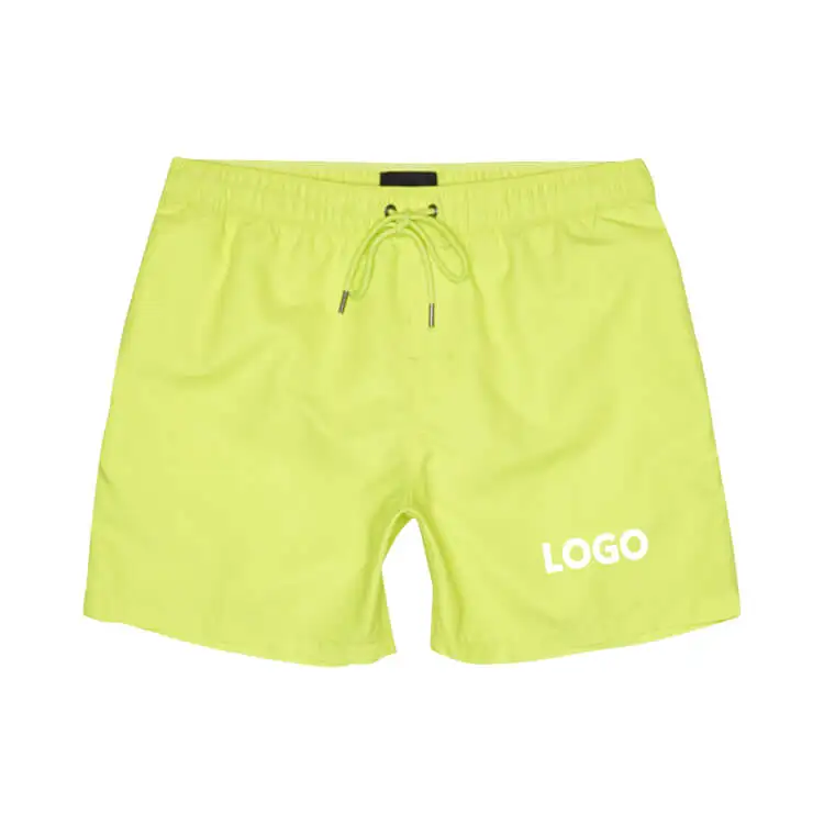Wholesale  4 way stretch yellow 9 inch swim trunk with compression liner for women