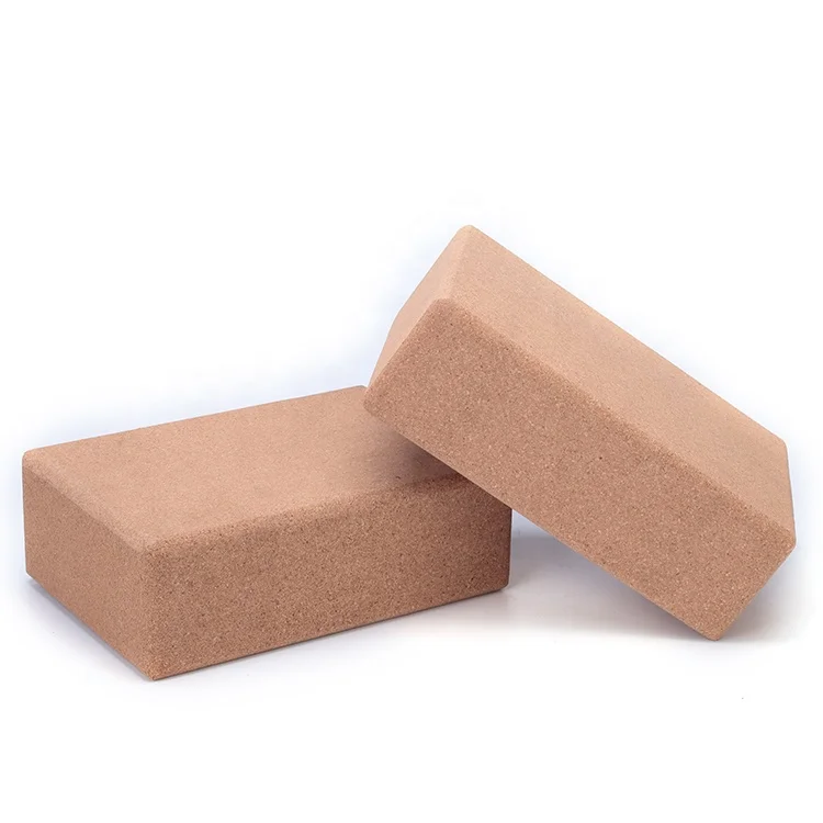 Custom laser logo high density wooden yoga brick cork block wholesale