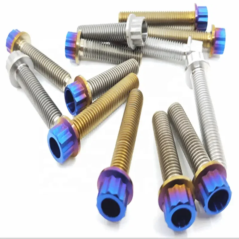Grade5 M7 X 32mm Tc4 Titanium Bolts Wheel Hub 12-point Flange Ti Screws Forged Titanium Bolts For Car