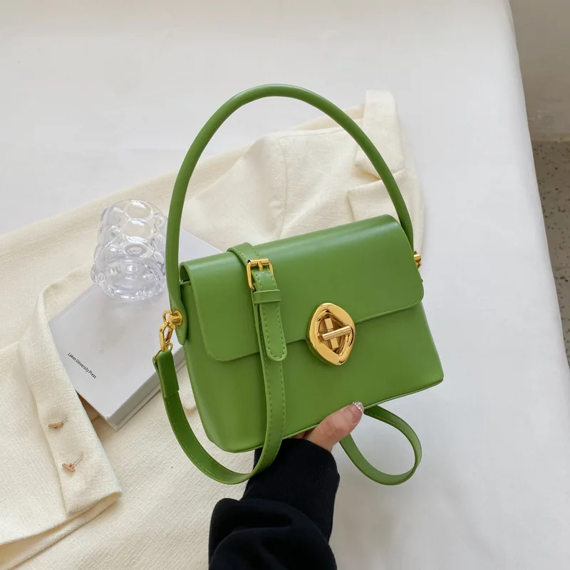 2024 New Simple Solid Color Retro Design Handbag for Women PU Single Shoulder Crossbody Bag Go Out Fashion Bag Lady Bags 