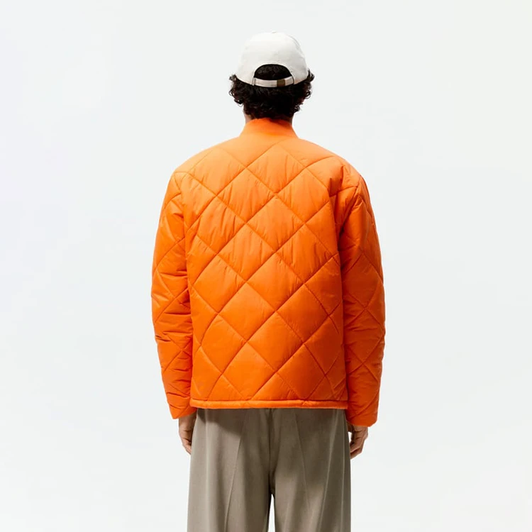 Wholesale Button Up Quilted Orange Puffer Jacket Waterproof Jacket Man High Quality bubble Down Jacket