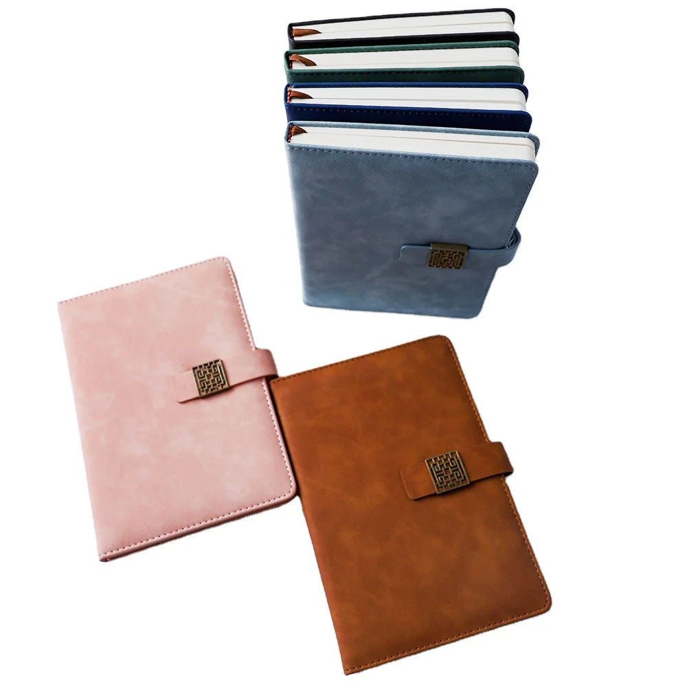 Customized A5 Notebook with Magnetic Button Window Labeling Thread Sewing Binding School Office Logo Printing Gift Box Included