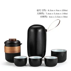high quality fashion unquie Chinese kunfu portable travel ceramic tea cup set, water kettle 4 cups set with bag