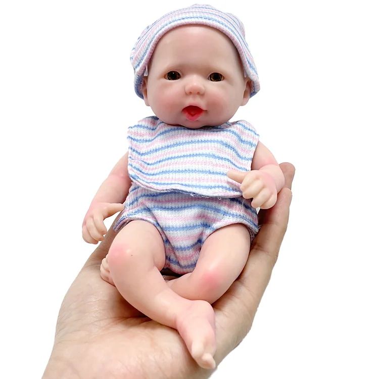 9'20cm 100% Full Body Silicone Reborn Doll Acrylic Eyes Girl Baby Newborn Toddler Soft Toys for Children Gift