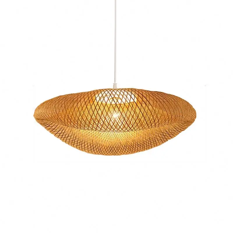 Chinese style bamboo chandelier modern restaurant hot pot shop lantern bamboo weaving lamps