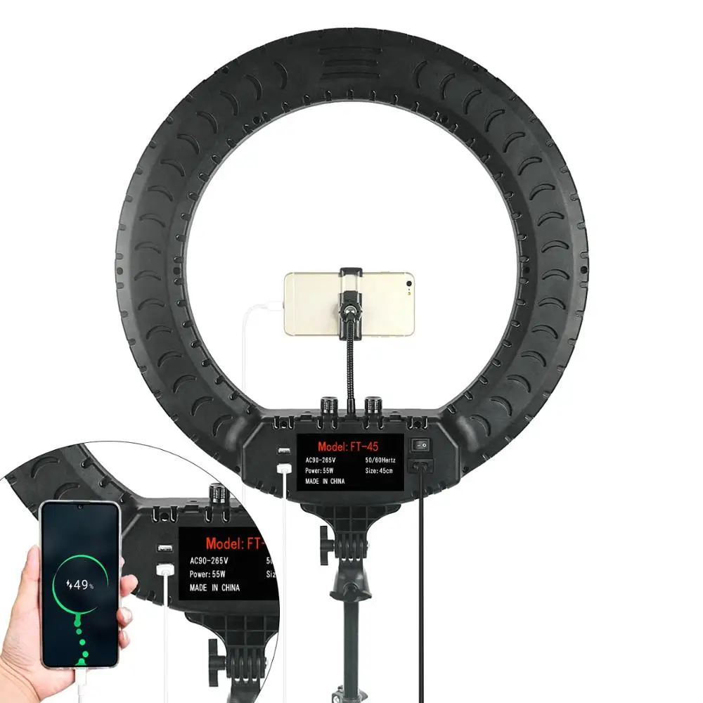
Dropshipping FOSOTO FT-45 18 Inch LED Ring Light Photography Lighting Lamp With Tripod Stand For youtube makeup live streaming 