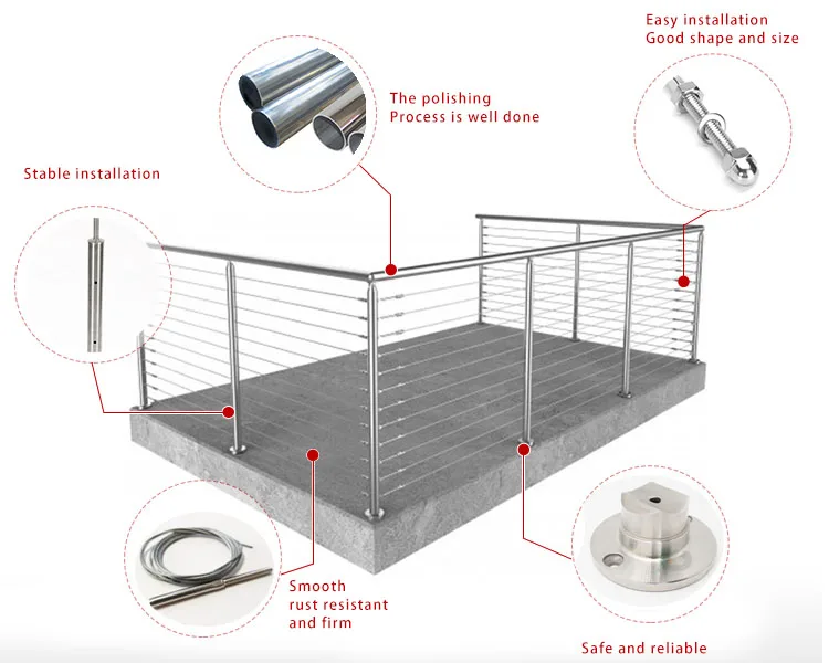 DF  factory price stainless steel cable railing kit stair railing design cable railing hardware