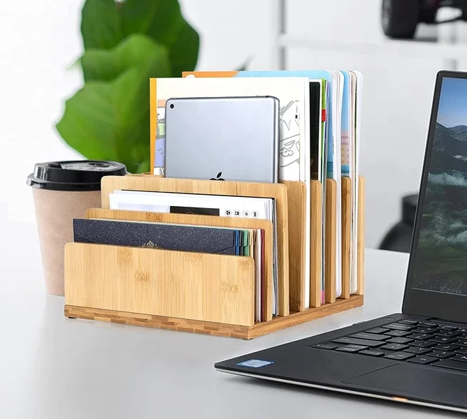 Настольный органайзер для офиса, бамбуковый органайзер для хранения документов и писем