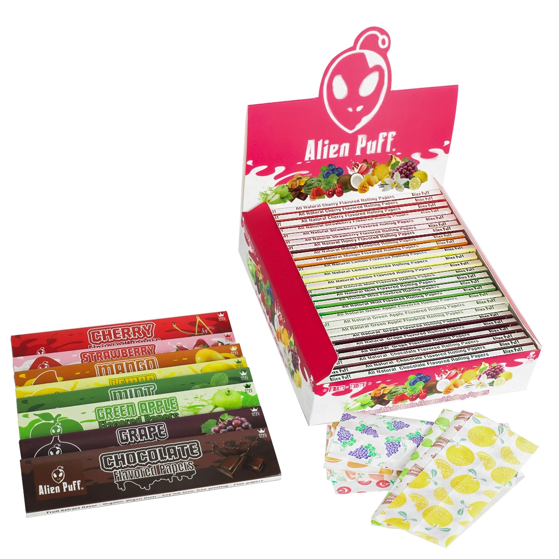 Smoking Flavored Rolling Paper Alein Puff Kingsize Mix Fruit Multifarious Smoking Paper OEM Custom Smoking Paper Wholesale Stock