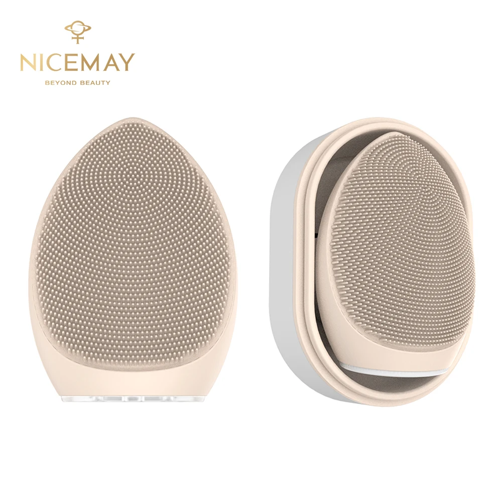 Heating Sonic Vibration Deep Cleaner ultrasonic Skin Care Manual Silicone Face Cleaner Brush Facial Cleansing Spin Brush