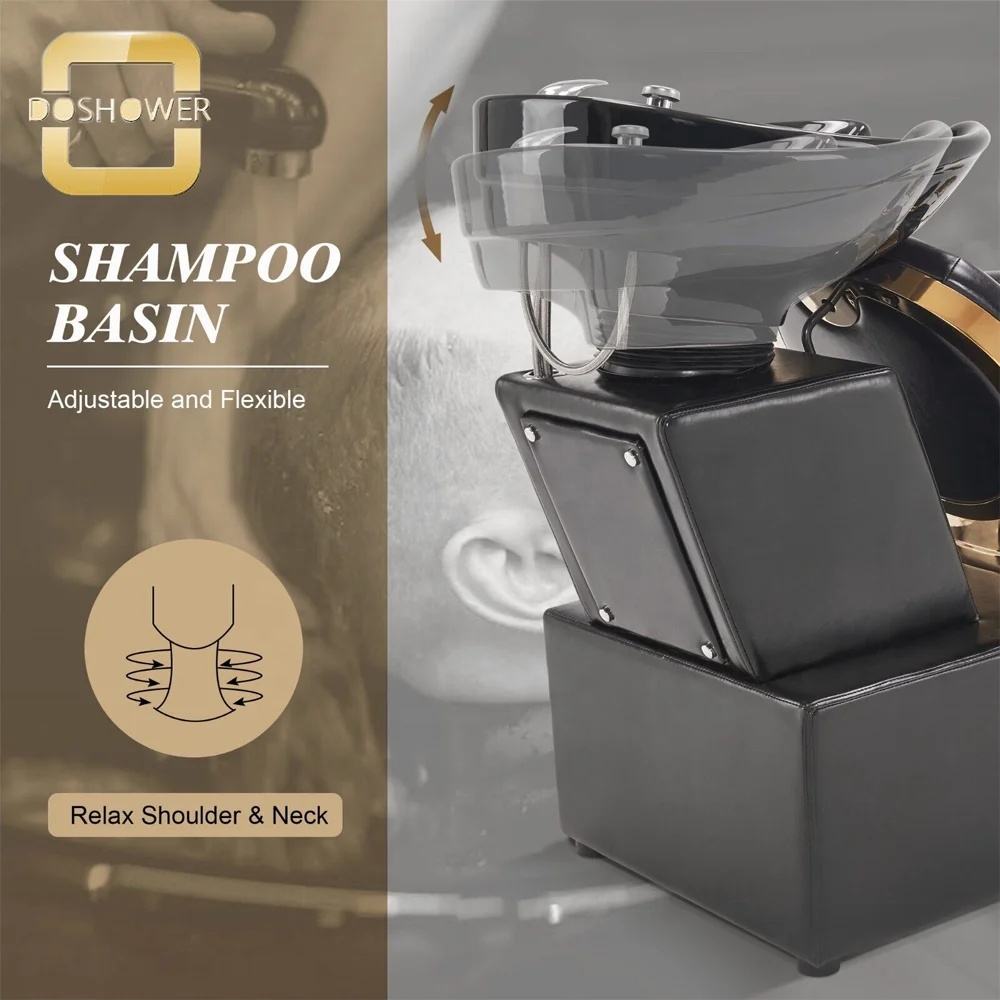 Wholesale Barber Washing Unit With Vintage Salon Hair Washing Station Package For Gold Black Barber Hair Wash Supplier