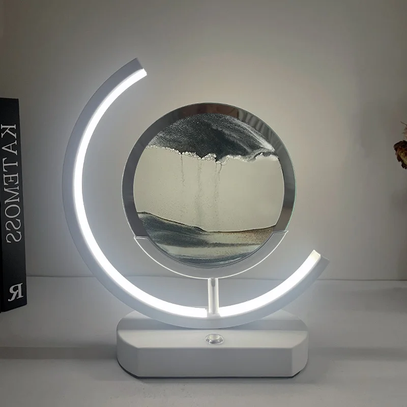 Good quality USB LED Craft Quicksand 3D Natural Landscape Flowing   Hourglass Night Light Moving Sand Art rechargeableTable Lamp