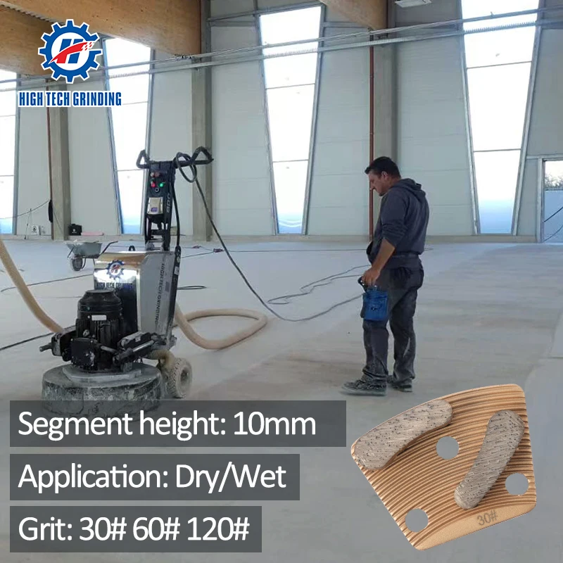 HTG-2T Dry Wet 30# 60# 120# Grit Trapezoid Abrasive Tools Metal Segment Disc Diamond Grinding Pads for Concrete Grinder