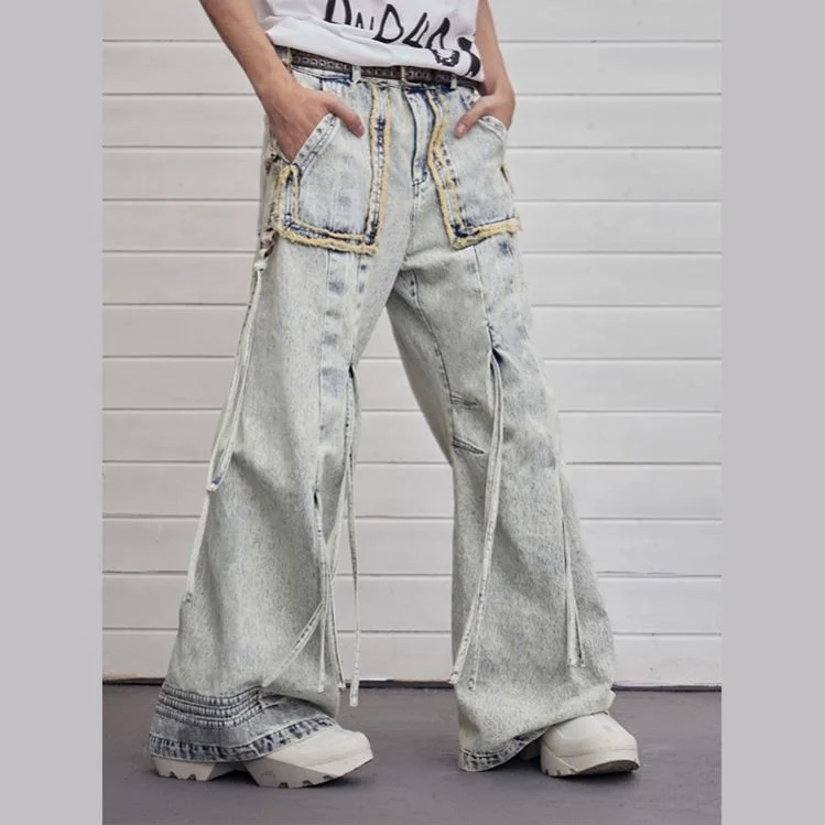 Mens Straight Leg Jeans Wholesale Loose Trend High Street Baggy Jeans For Men Hip Hop Pants Wide Jeans