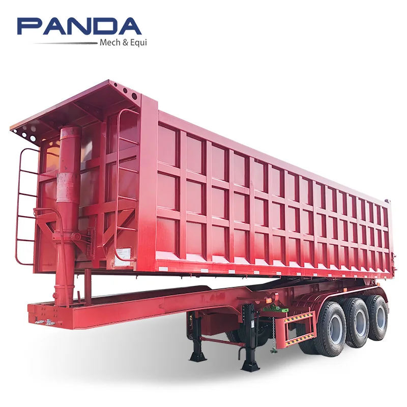 High quality 3 axle 38m3 40cbm rear tipper truck semi trailer used grain /crane for sale
