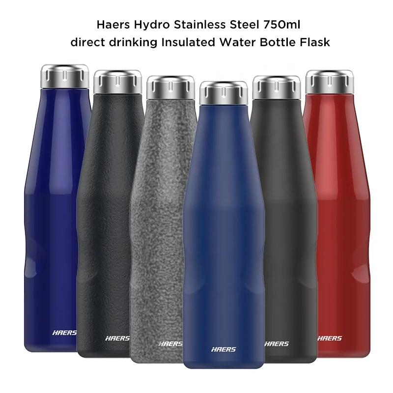 
Haers 750ml double wall standard mouth stainless steel thermal flask drink water bottle 
