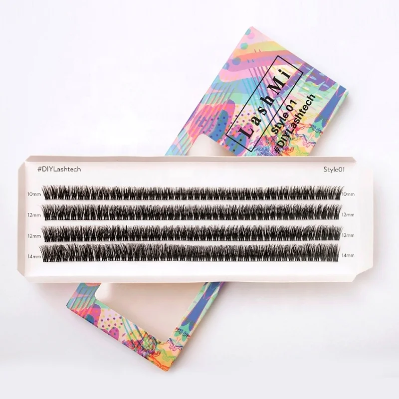 Self Adhesive Diy Lashes Pre Cut Cluster Lashes Kit Volume Individual Segmented Press-On False Eyelashes Kit
