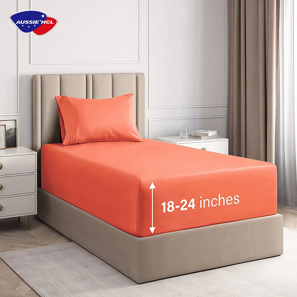 customize sheet hotel luxury queen twin size bedding  with pillowcases microfiber home bed sheet set